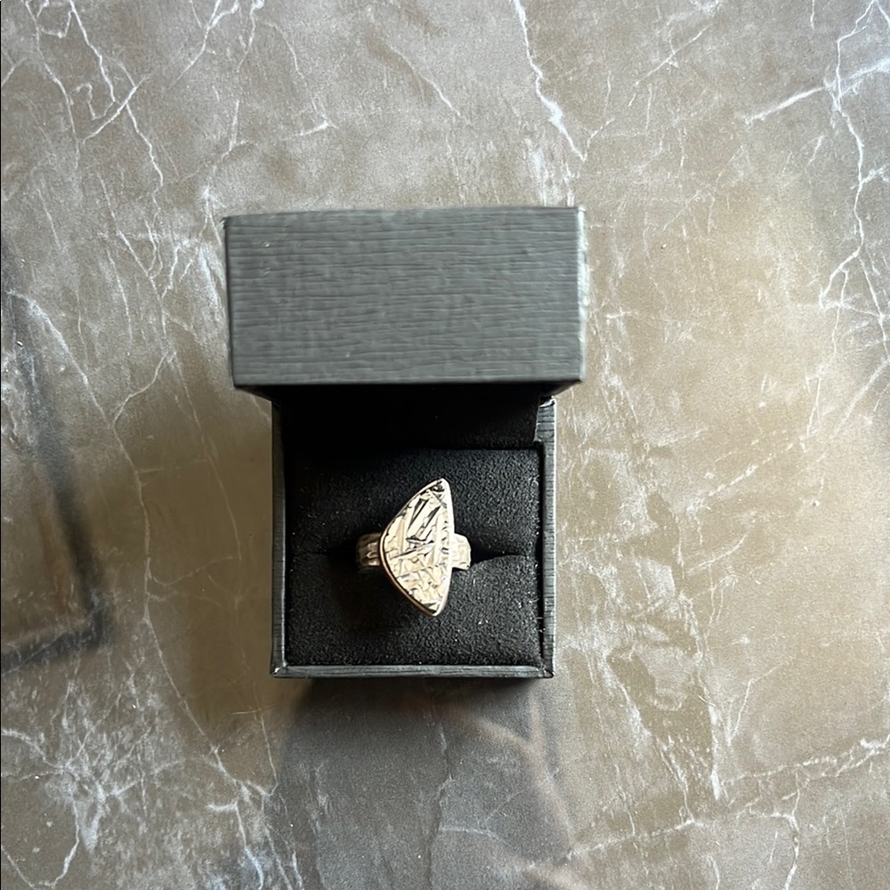 Textured Silver Stone Ring
